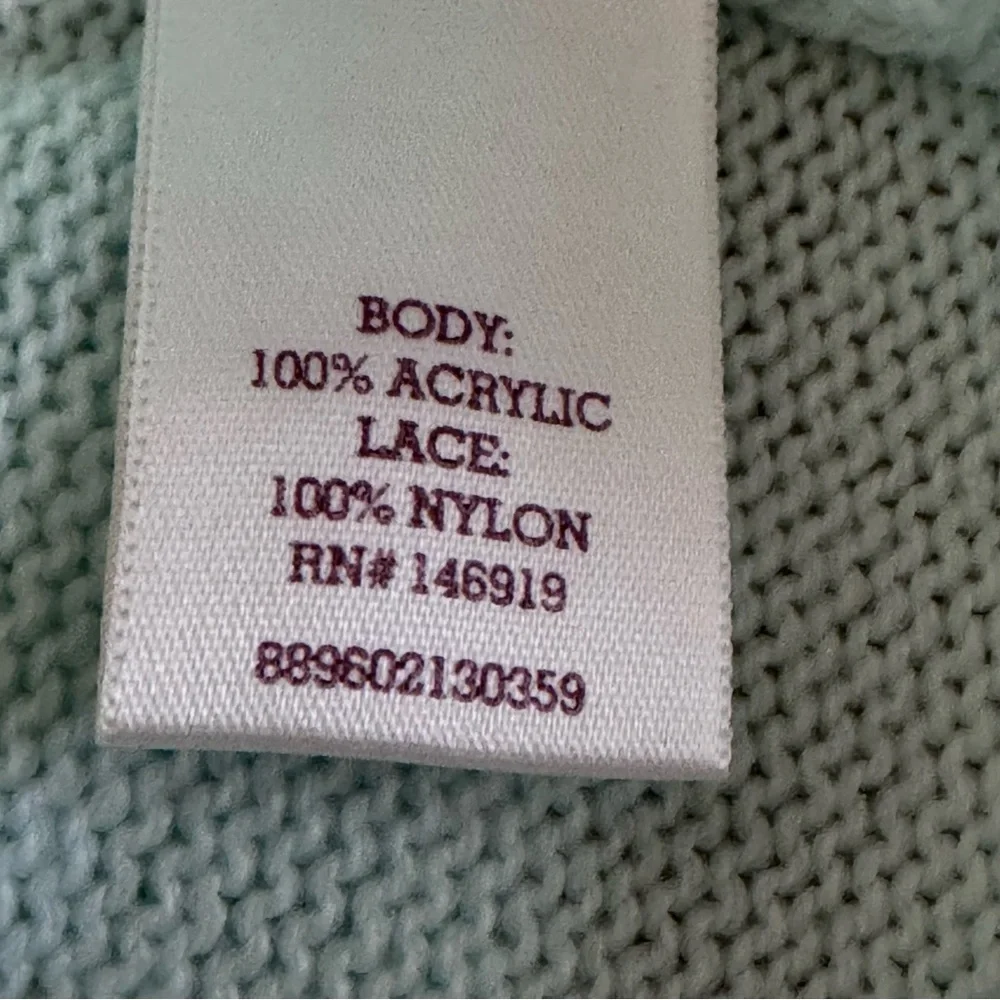 SO Aqua Lace-Hem Crewneck Sweater